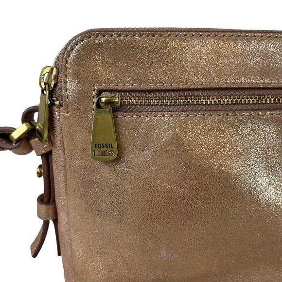 Fossil Womens Small Rose Gold Crossbody Purse Shoulder Bag Leather "Stained" - Picture 6 of 16